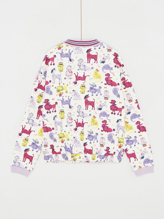 Teddy jacket with dog and cat print