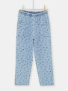 Blue denim jeans with fancy print