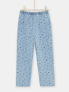 Blue denim jeans with fancy print