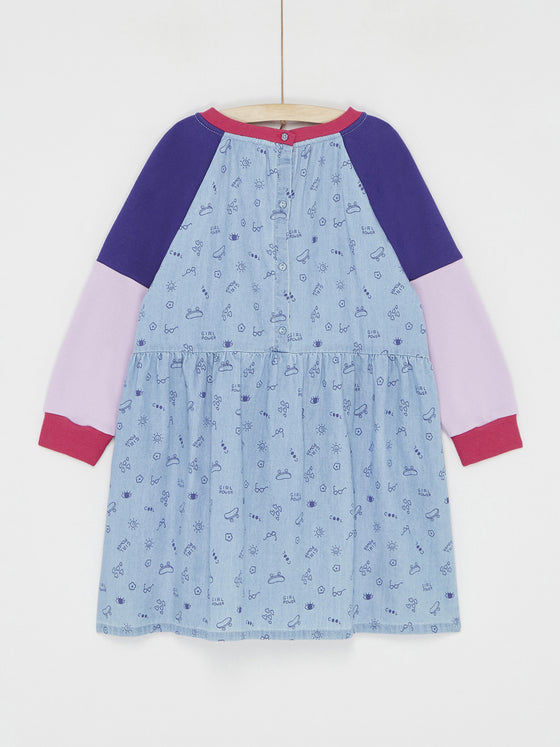 Periwinkle blue dress with fruit print