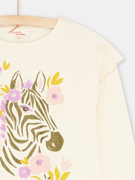 Pale pink t-shirt with glitter zebra