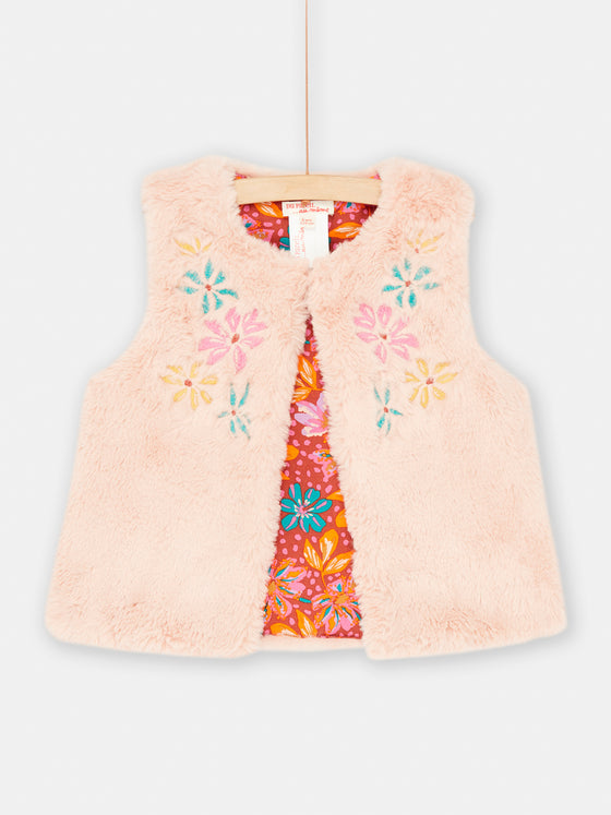 girls pink reversible embroidered cardigan