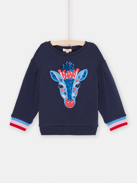 Girl midnight blue giraffe sweatshirt