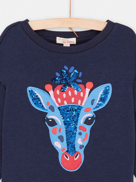 Girl midnight blue giraffe sweatshirt