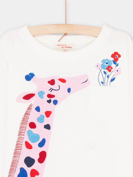 Girl ecru giraffe T-shirt