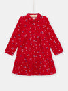 Girl red shirt dress with floral print