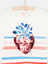 Girl ecru reversible sequin t-shirt