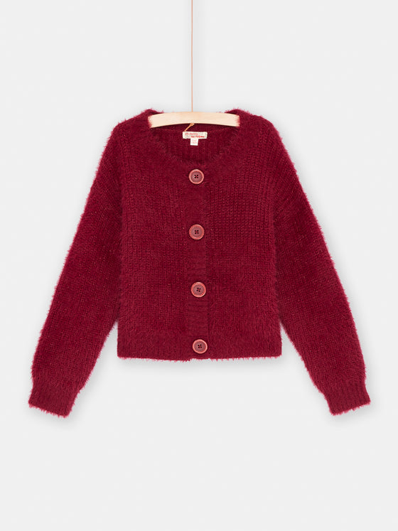 GIRLS' PLUM SEQUINED CARDIGAN