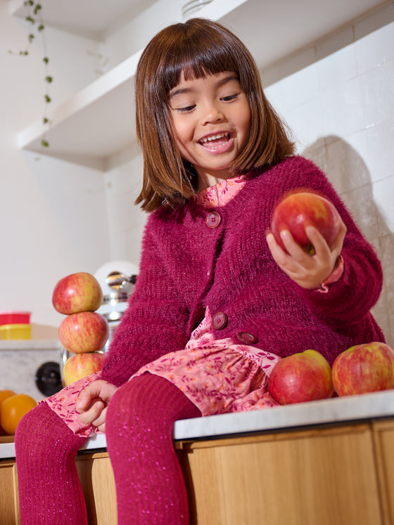 GIRLS' PLUM SEQUINED CARDIGAN