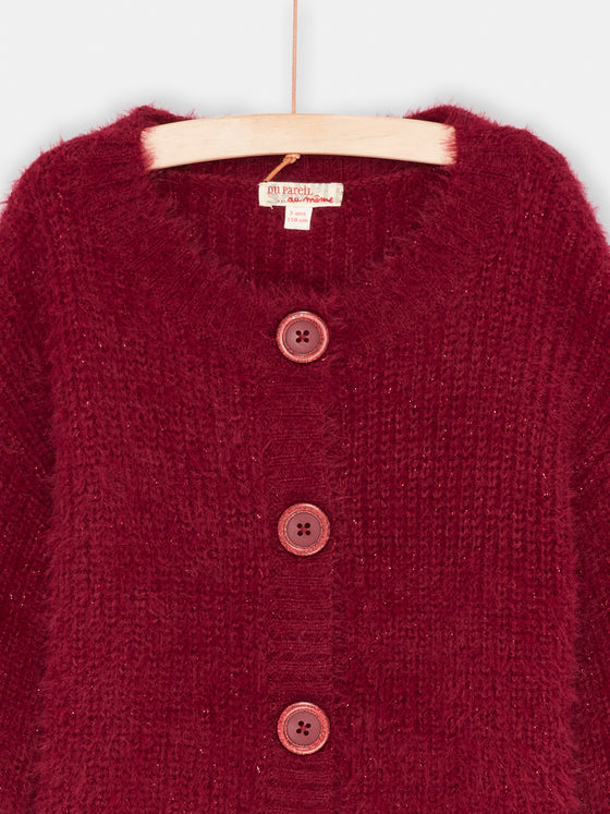 GIRLS' PLUM SEQUINED CARDIGAN