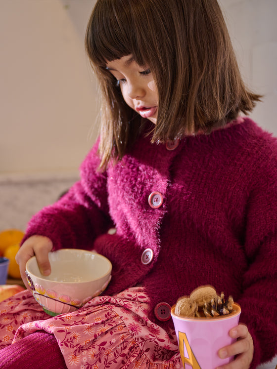 GIRLS' PLUM SEQUINED CARDIGAN