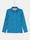 Girl petrol blue floral print undershirt