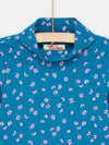 Girl petrol blue floral print undershirt