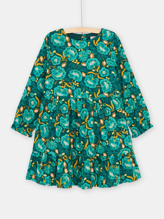 Girl duck blue floral print dress