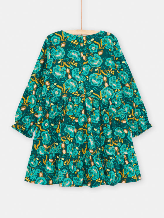 Girl duck blue floral print dress