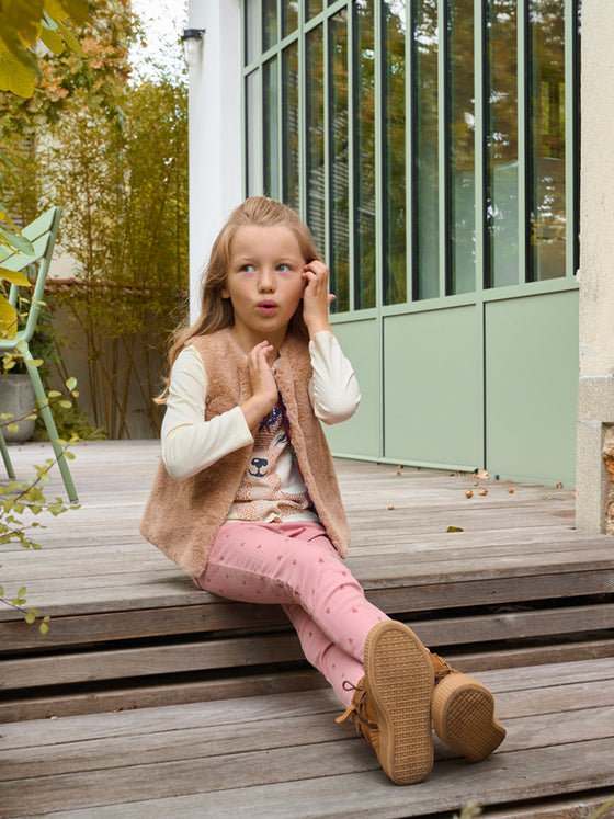 Girl reversible sleeveless hazelnut cardigan