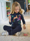 Girl noirine under-sweater with flowers and doe motifs