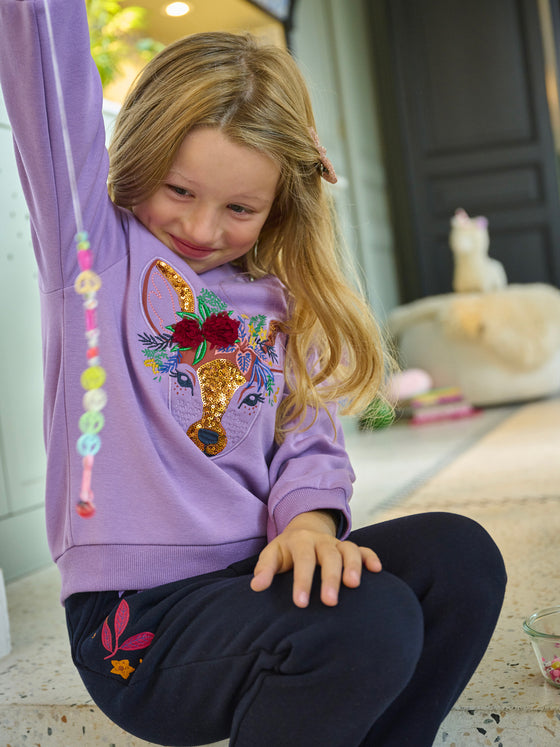 Purple doe sweatshirt for girls