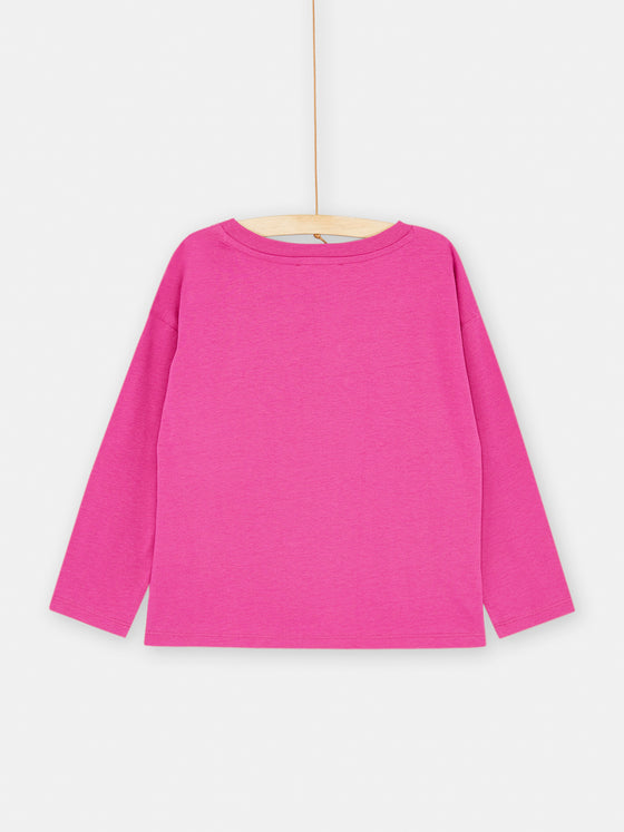 Long-sleeved fuchsia T-shirt