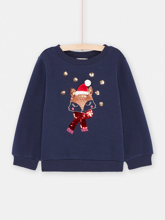 Navy sweater with fox animation