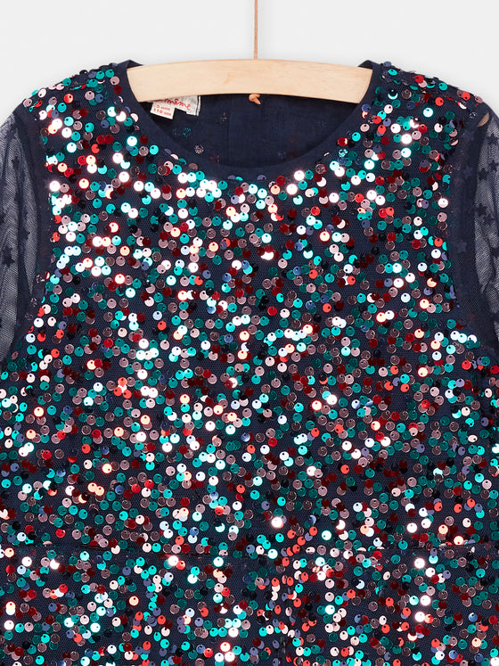 Girl navy sequin dress