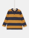 BOY NAVY BLUE AND BROWN STRIPED POLO SHIRT