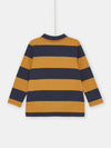 BOY NAVY BLUE AND BROWN STRIPED POLO SHIRT