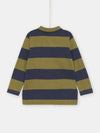 BOY NAVY AND GREEN POLO SHIRT WITH STRIPE PRINT