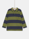 BOY NAVY AND GREEN POLO SHIRT WITH STRIPE PRINT