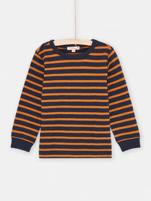  BOY'S BLUE AND BROWN STRIPED T-SHIRT