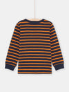 BOY'S BLUE AND BROWN STRIPED T-SHIRT