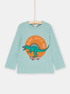 CELADON BLUE T-SHIRT WITH DINOSAUR ANIMATION