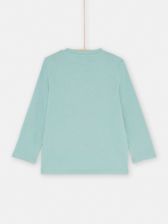 CELADON BLUE T-SHIRT WITH DINOSAUR ANIMATION