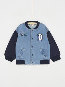  BI-material jacket in denim and fleece