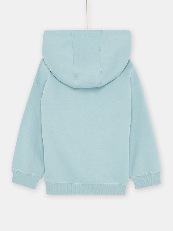 Blue hooded sweatshirt in brushed fleece