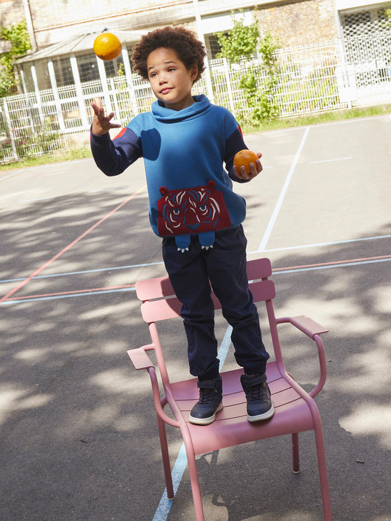 Blue tiger animation sweatshirt. boy