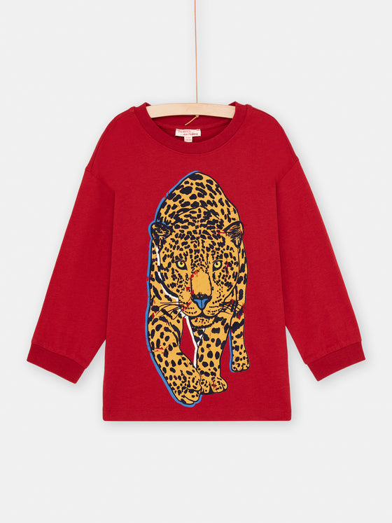 Boy garnet t-shirt with panther motif