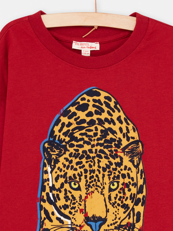 Boy garnet t-shirt with panther motif