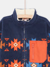 Boy midnight blue fleece vest with ethnic print