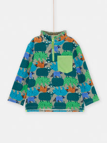  Boy grey-green animal print sweatshirt