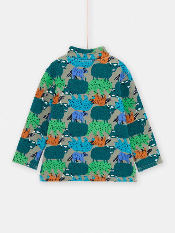 Boy grey-green animal print sweatshirt