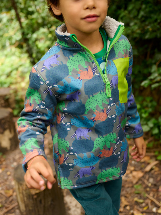 Boy grey-green animal print sweatshirt