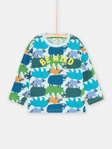  Boy arctic blue animal print T-shirt