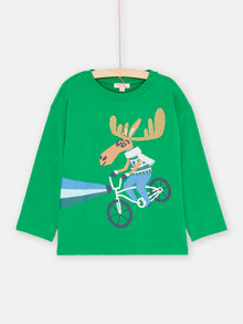  Boy English green moose T-shirt