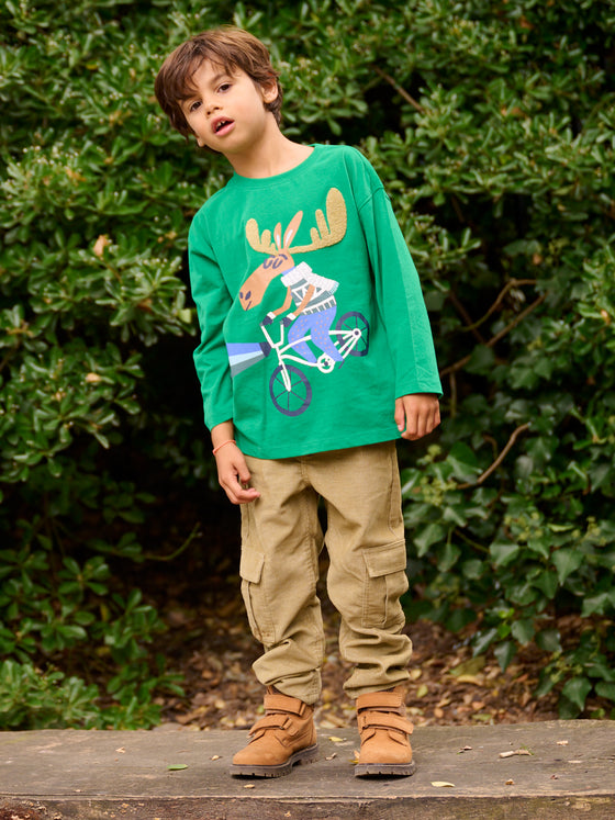 Boy English green moose T-shirt