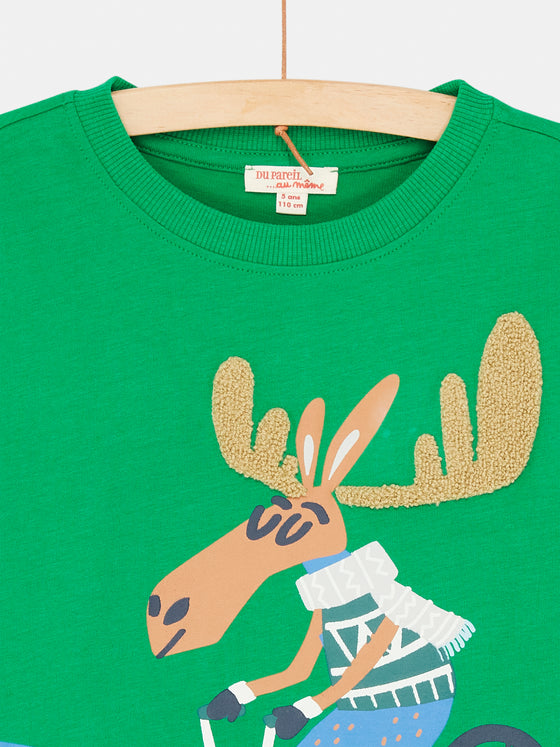 Boy English green moose T-shirt