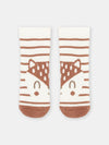 White and brown socks with mixed stripes