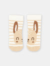 White and brown striped socks