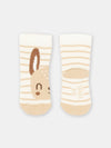 White and brown striped socks