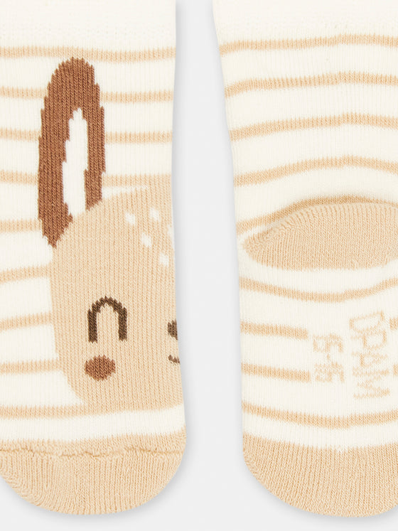 White and brown striped socks